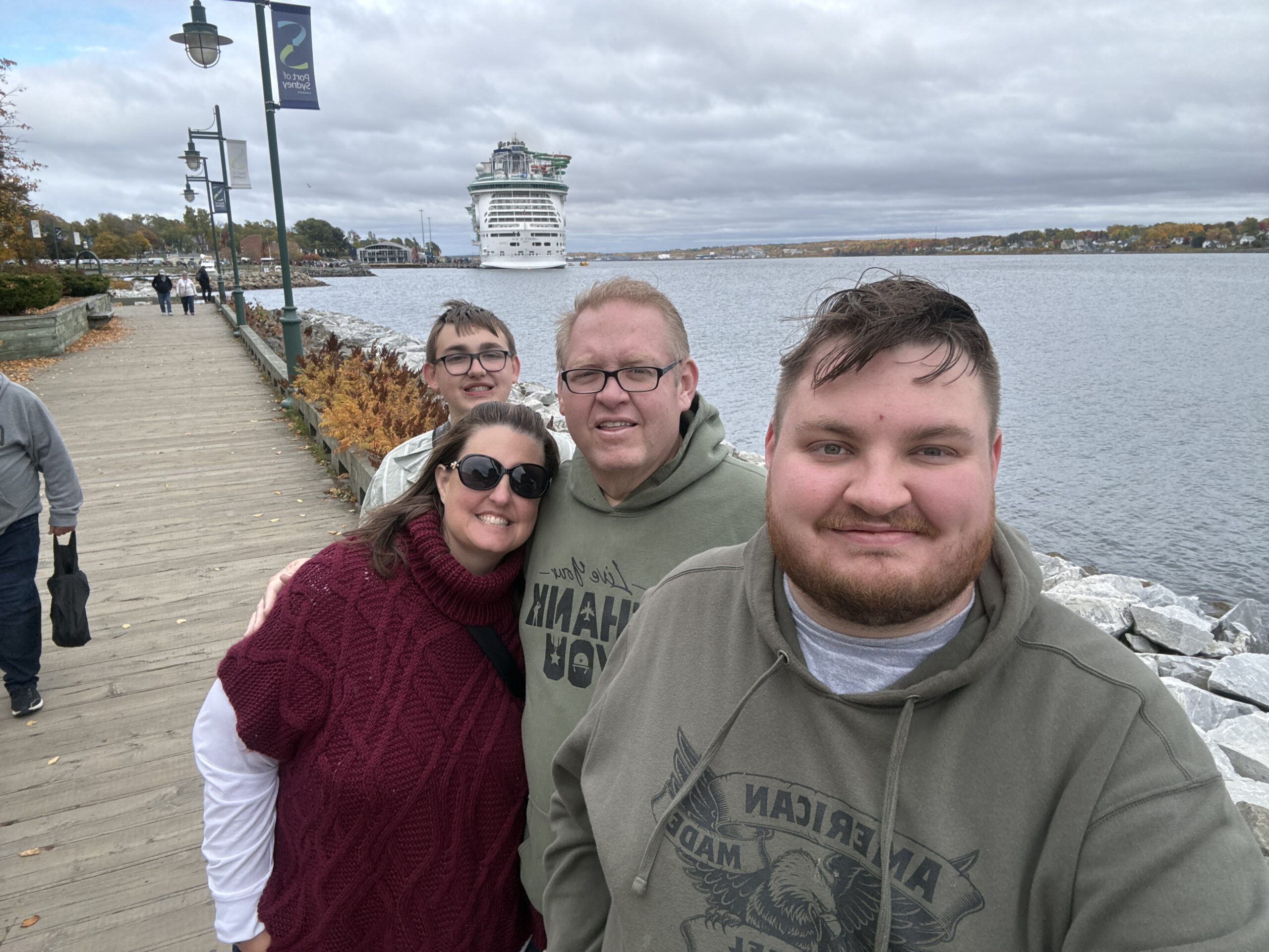 A picture of my family standing on a dock in Sydney, Nova Scotia Canada